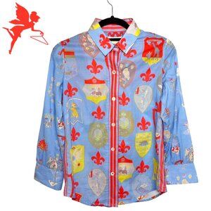 GRETCHEN SCOTT Crest Patterned Button Down Top